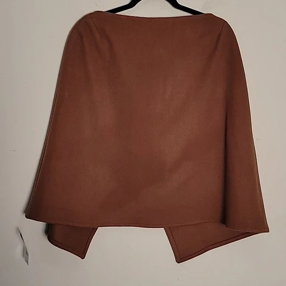 Harve Bernard brown wool cape poncho Sz M New - Picture 6 of 7